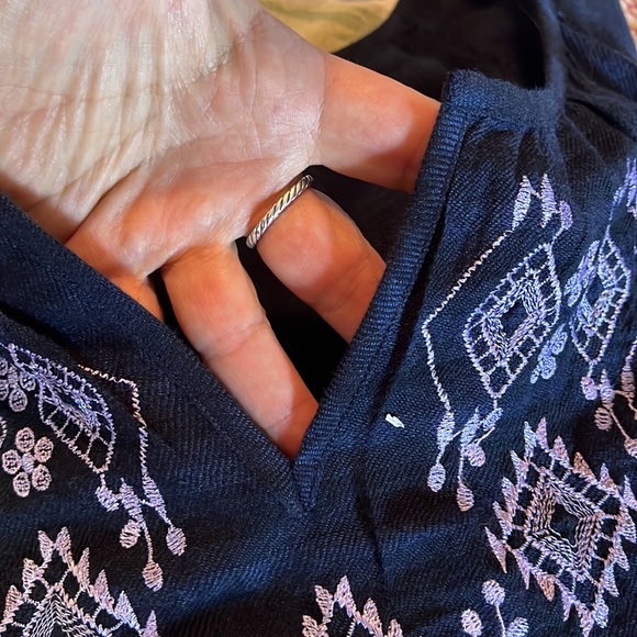 J JILL sz XL Embroidered Tunic Casual Striped LagenlookJOHNNY WAS Vibes $99 NEW - Picture 16 of 16